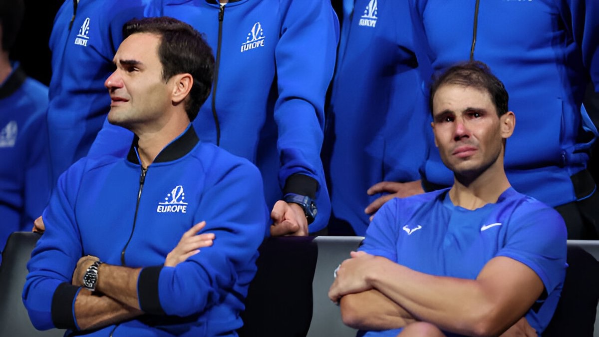 Roger Federer and Rafael Nadal at the Laver Cup in 2022.